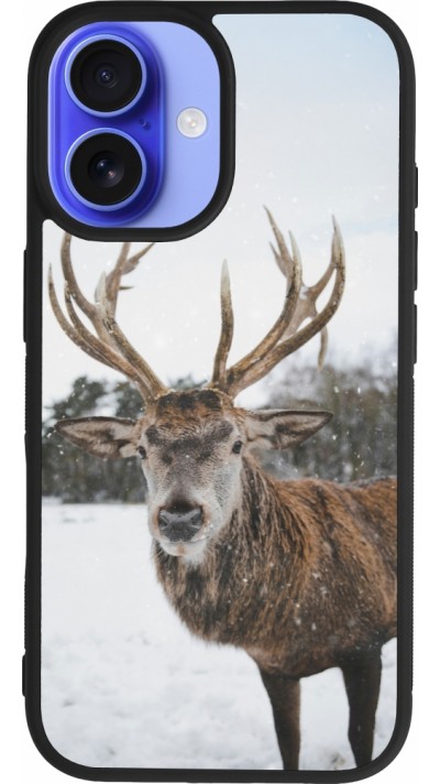 iPhone 16 Case Hülle - Silikon schwarz Winter 25 Winter reindeer
