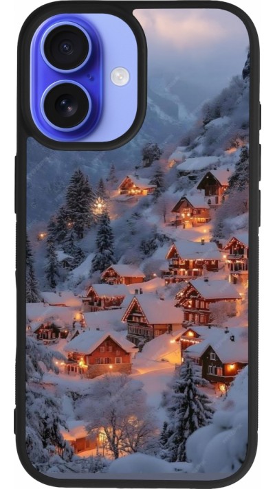 iPhone 16 Case Hülle - Silikon schwarz Winter 25 Winter snowy village