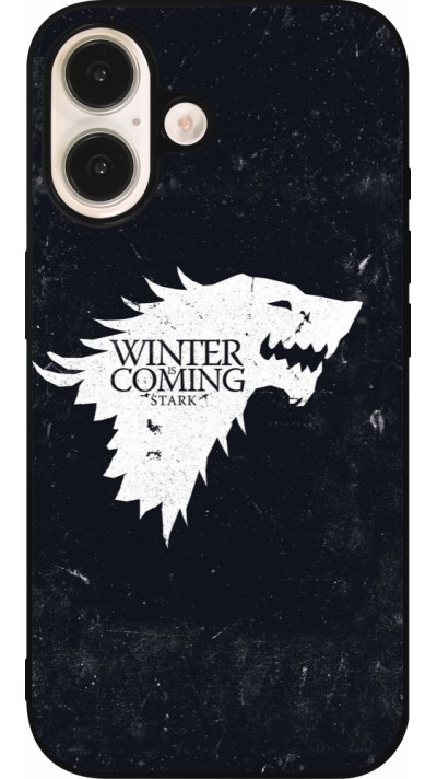 Coque iPhone 16 - Silicone rigide noir Winter is coming Stark