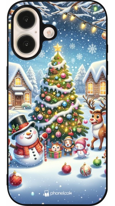 iPhone 16 Case Hülle - Silikon schwarz Weihnachten 2023 Schneemann und Tannenbaum iPhone 16 Case Hülle - Silikon schwarz Weihnachten 2023 Schneemann und Tannenbaum