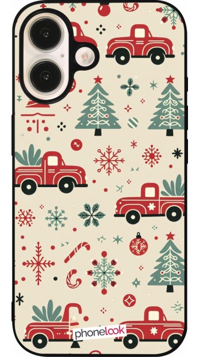 iPhone 16 Case Hülle - Silikon schwarz Weihnachten 2024 Lkw Tanne