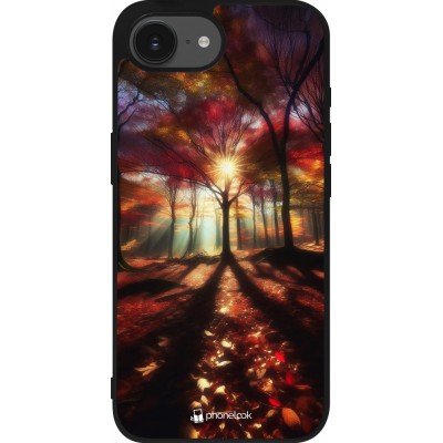 iPhone 16e Case Hülle - Silikon schwarz Herbstlicher goldener Glanz