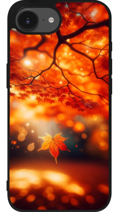 iPhone 16e Case Hülle - Silikon schwarz Herbst Magisch Orange