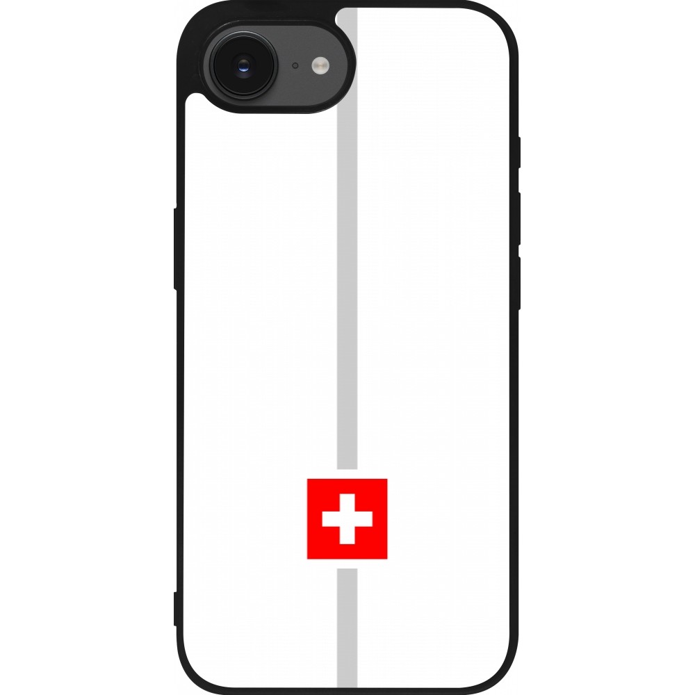 iPhone 16e Case Hülle - Silikon schwarz Kanton CH weiss