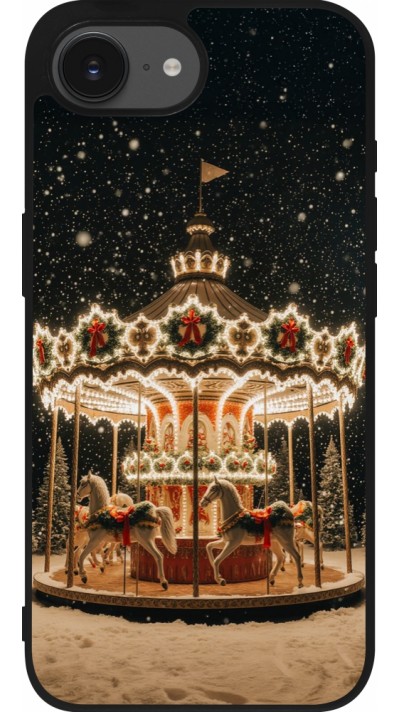 Coque iPhone 16e - Silicone rigide noir Christmas 25 Carousel