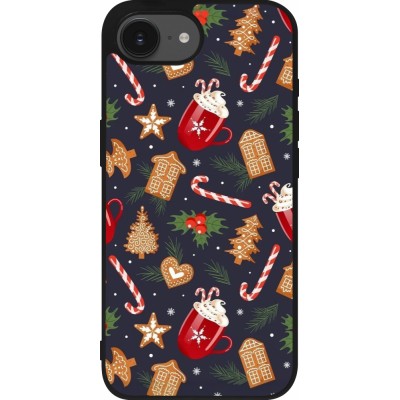 iPhone 16e Case Hülle - Silikon schwarz Christmas 25 Pattern Gingerbread House