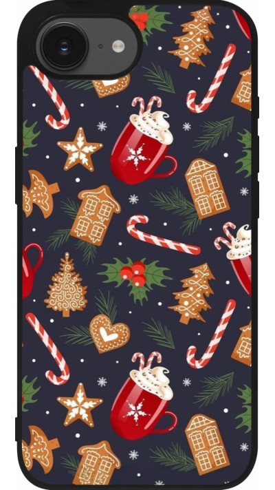 iPhone 16e Case Hülle - Silikon schwarz Christmas 25 Pattern Gingerbread House
