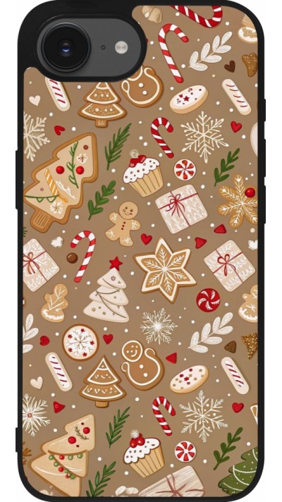 iPhone 16e Case Hülle - Silikon schwarz Christmas 25 Pattern Ginger Cookie