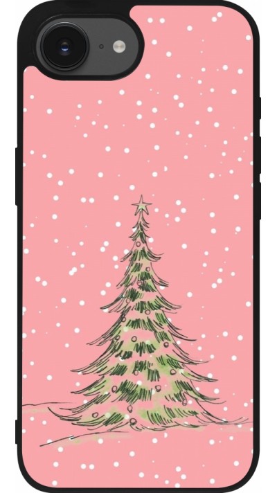 Coque iPhone 16e - Silicone rigide noir Christmas 25 Pink Tree