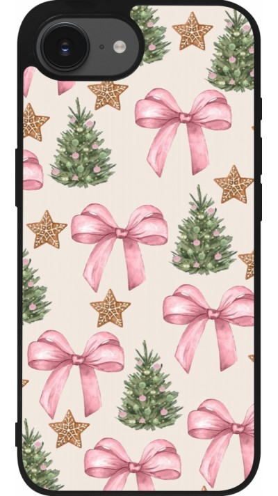Coque iPhone 16e - Silicone rigide noir Christmas 25 Vintage Ribbons
