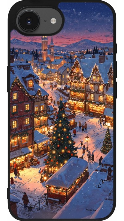 iPhone 16e Case Hülle - Silikon schwarz Christmas 25 Xmas Village