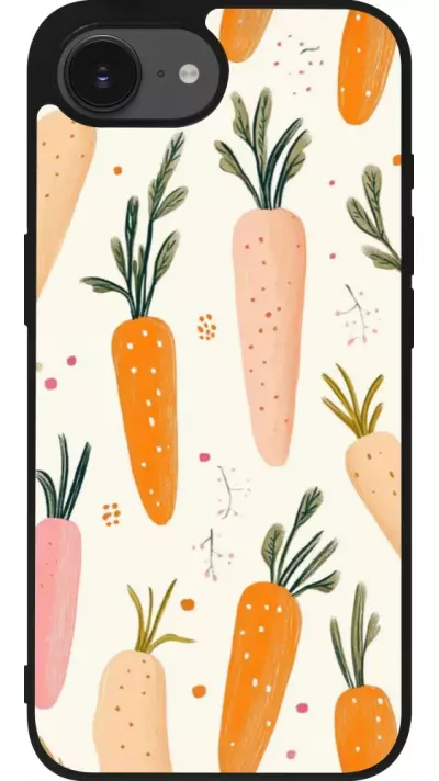 iPhone 17e / 16e Case Hülle - Silikon schwarz Easter 2026 Illustration carrots