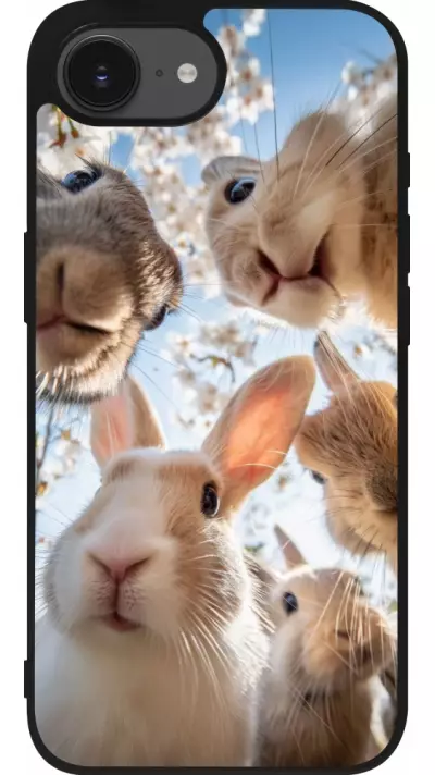 iPhone 17e / 16e Case Hülle - Silikon schwarz Easter 2026 Rabbits