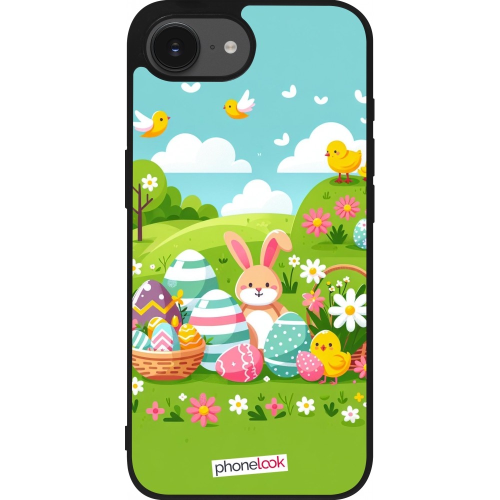 iPhone 16e Case Hülle - Silikon schwarz Ostern 2025 Gruen
