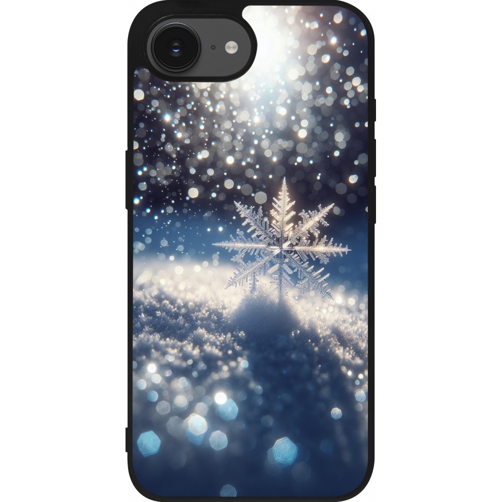 iPhone 16e Case Hülle - Silikon schwarz Schneeflocke Solar Glanz