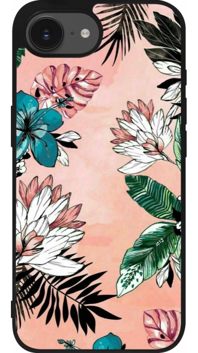 iPhone 16e Case Hülle - Silikon schwarz Flowers Artprint