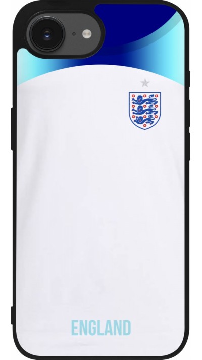 Coque iPhone 17e / 16e - Silicone rigide noir Maillot de football Angleterre 2022 personnalisable