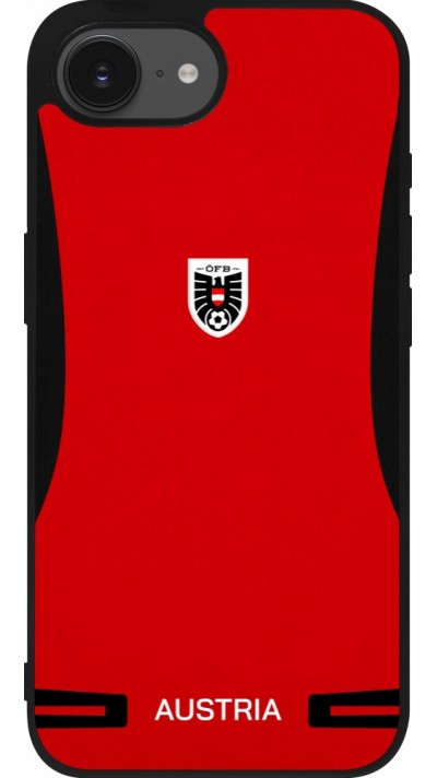 Coque iPhone 17e / 16e - Silicone rigide noir Maillot de football Autriche 2026 personnalisable