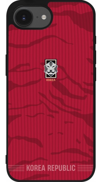 Coque iPhone 17e / 16e - Silicone rigide noir Maillot de football Corée du Sud 2026 personnalisable