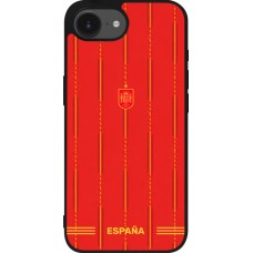 Coque iPhone 17e / 16e - Silicone rigide noir Maillot de football Espagne 2026 personnalisable