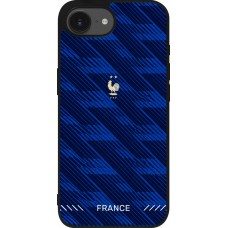 Coque iPhone 17e / 16e - Silicone rigide noir Maillot de football France 2026 personnalisable