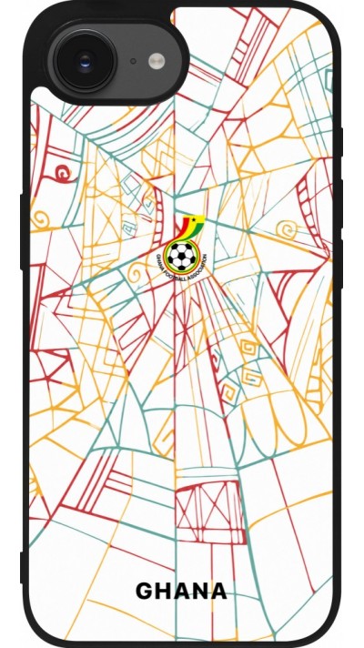Coque iPhone 17e / 16e - Silicone rigide noir Maillot de football Ghana 2026 personnalisable