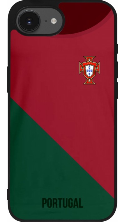 Coque iPhone 17e / 16e - Silicone rigide noir Maillot de football Portugal 2022