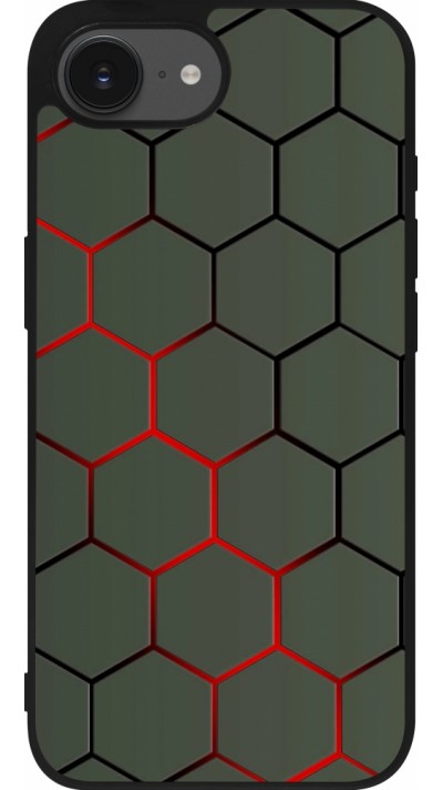 iPhone 16e Case Hülle - Silikon schwarz Geometric Line red