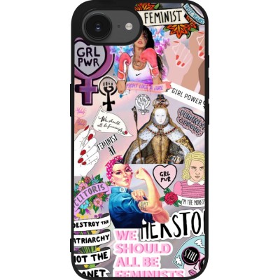 iPhone 16e Case Hülle - Silikon schwarz Girl Power Collage