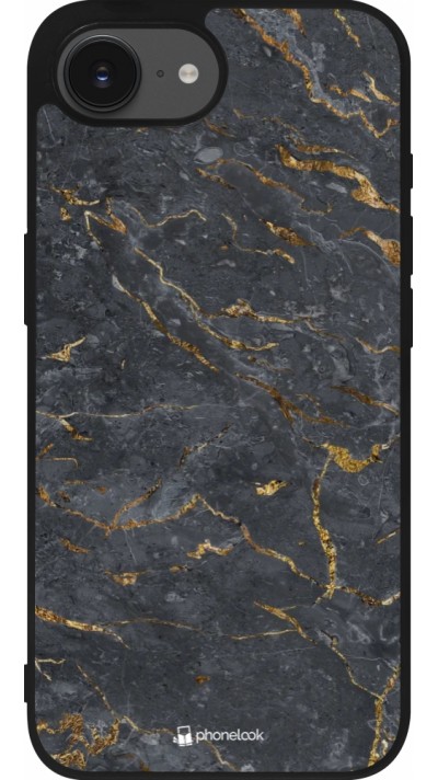iPhone 16e Case Hülle - Silikon schwarz Grey Gold Marble