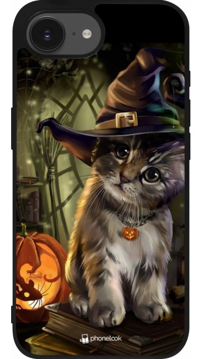 iPhone 16e Case Hülle - Silikon schwarz Halloween 21 Witch cat