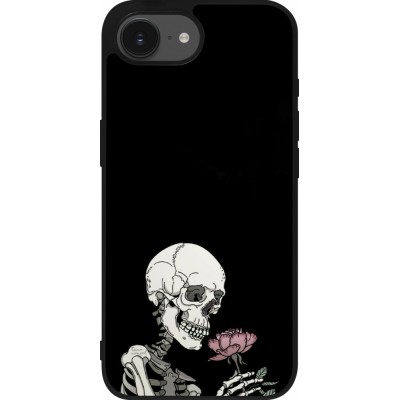 iPhone 16e Case Hülle - Silikon schwarz Halloween 2023 rose and skeleton