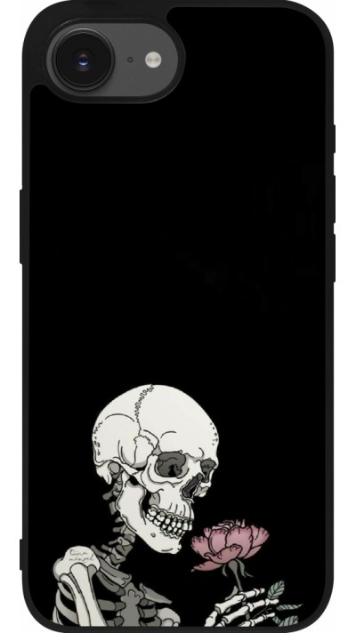 iPhone 16e Case Hülle - Silikon schwarz Halloween 2023 rose and skeleton