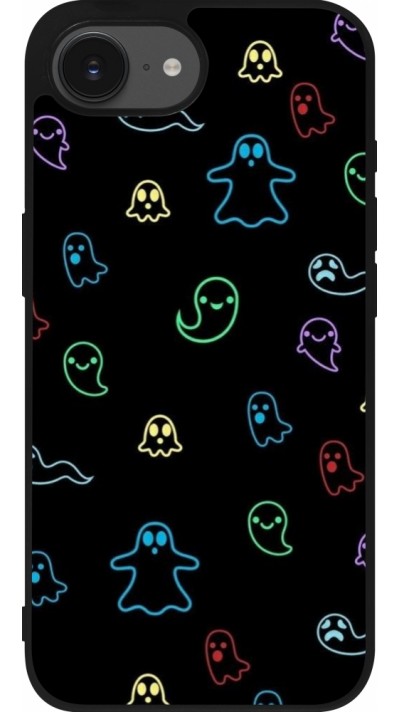 iPhone 16e Case Hülle - Silikon schwarz Halloween 2024 colorful ghosts
