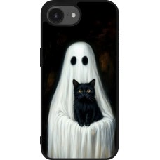 iPhone 16e Case Hülle - Silikon schwarz Halloween 2025 Ghost with black cat