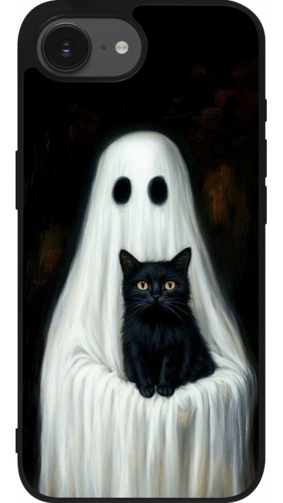 iPhone 16e Case Hülle - Silikon schwarz Halloween 2025 Ghost with black cat