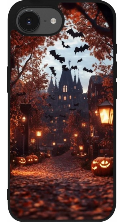 iPhone 16e Case Hülle - Silikon schwarz Halloween 2025 Haunted house