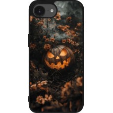 iPhone 16e Case Hülle - Silikon schwarz Halloween 2025 Pumpkin with flowers