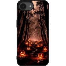 iPhone 16e Case Hülle - Silikon schwarz Halloween 2025 Road of Terrifying Pumpkins