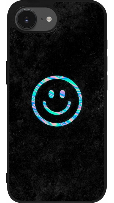 iPhone 16e Case Hülle - Silikon schwarz Happy smiley irisirt