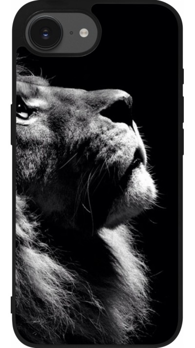 iPhone 16e Case Hülle - Silikon schwarz Lion looking up