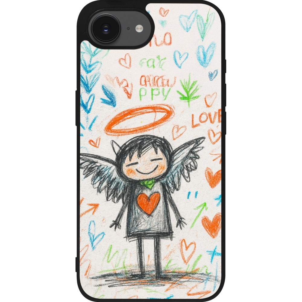 iPhone 16e Case Hülle - Silikon schwarz Little Angel Sketch Love
