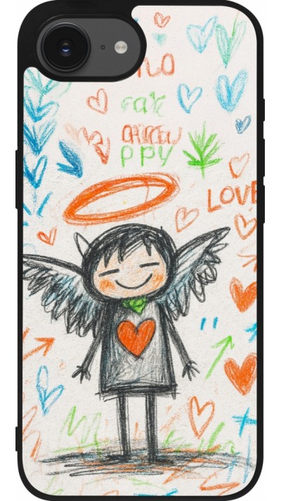 iPhone 16e Case Hülle - Silikon schwarz Little Angel Sketch Love