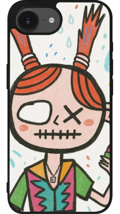 iPhone 16e Case Hülle - Silikon schwarz Little Girl Sketch