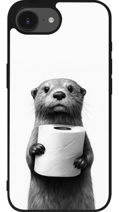 iPhone 16e Case Hülle - Silikon schwarz Otter Toilettenpapier