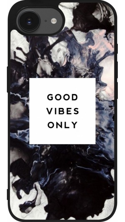 iPhone 16e Case Hülle - Silikon schwarz Marble Good Vibes Only