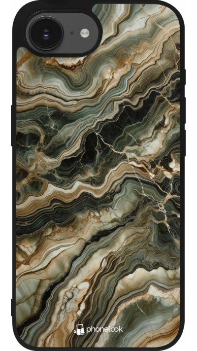 iPhone 16e Case Hülle - Silikon schwarz Oliv Marmor