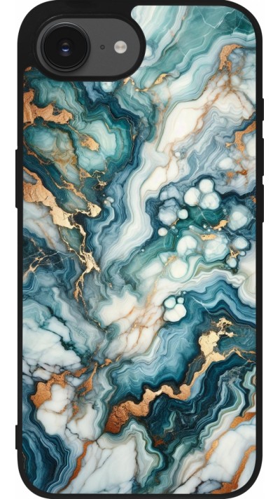 Coque iPhone 17e / 16e - Silicone rigide noir Marbre Vert Bleu Doré