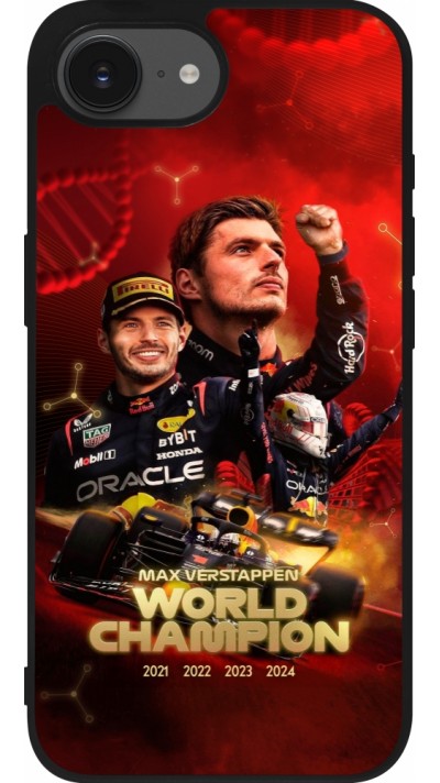 iPhone 16e Case Hülle - Silikon schwarz Max Verstappen Champion 2023