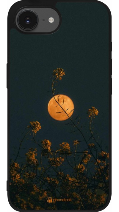 iPhone 16e Case Hülle - Silikon schwarz Moon Flowers